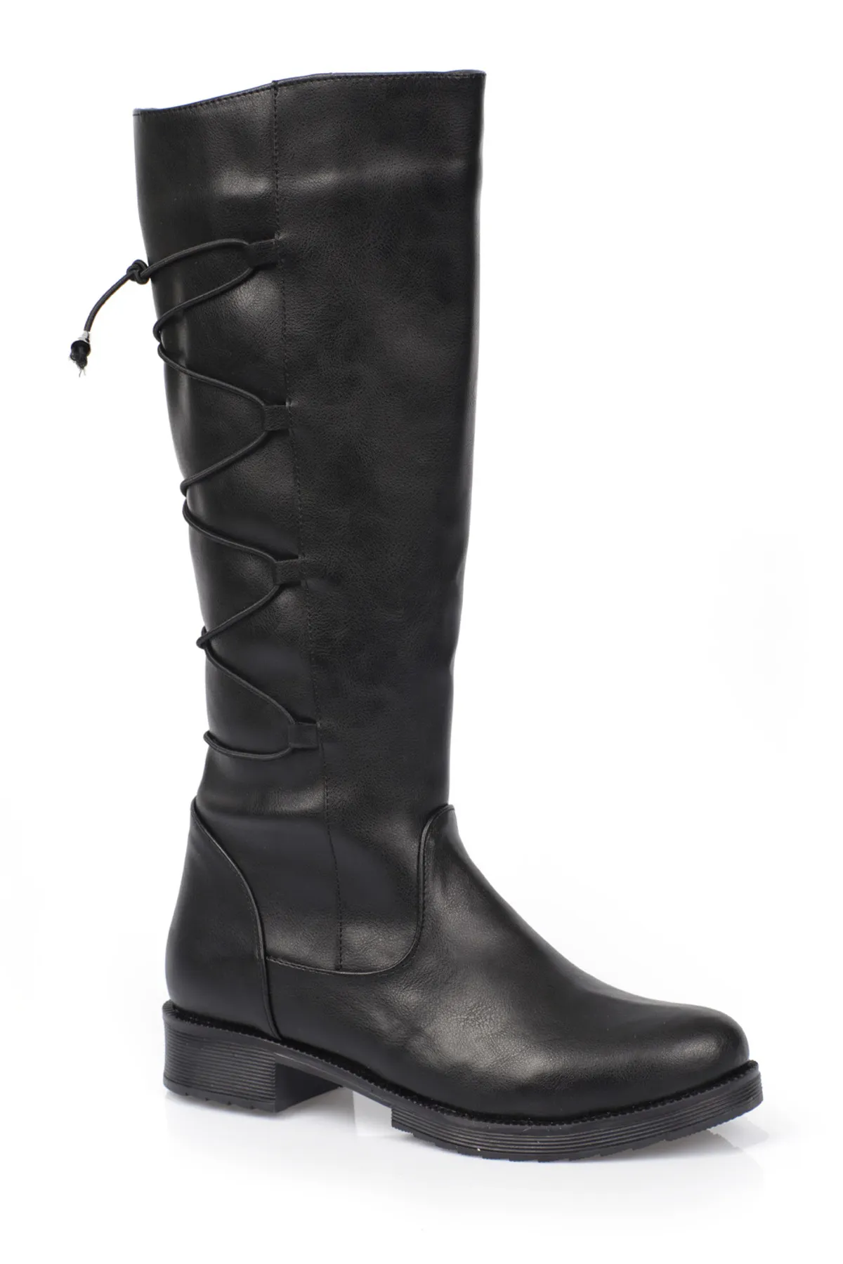 Capone Outfitters  Damenstiefel mit durchgehender Schnürung und seitlichem Reißverschluss unterhalb des Knies