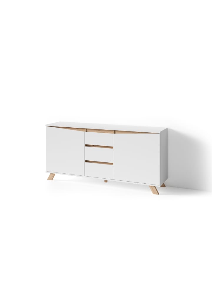 byLiving Sideboard VALENTIN in Weiß/Eiche-Optik - (B) 160 x (H) 76 x (T) 38 cm günstig kaufen onesize