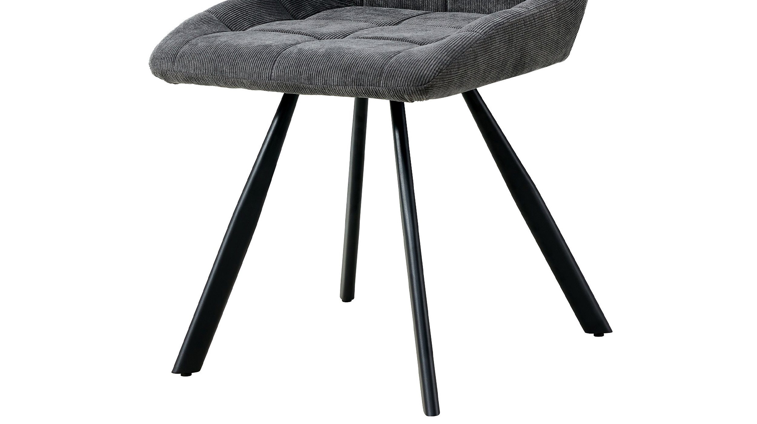Die Möbelfundgrube® Polsterstuhl ELLI hellgrau oder anthrazit / Cordbezug, Schalenstuhl / Standbeine in Metall schwarz / Sitz gepolstert