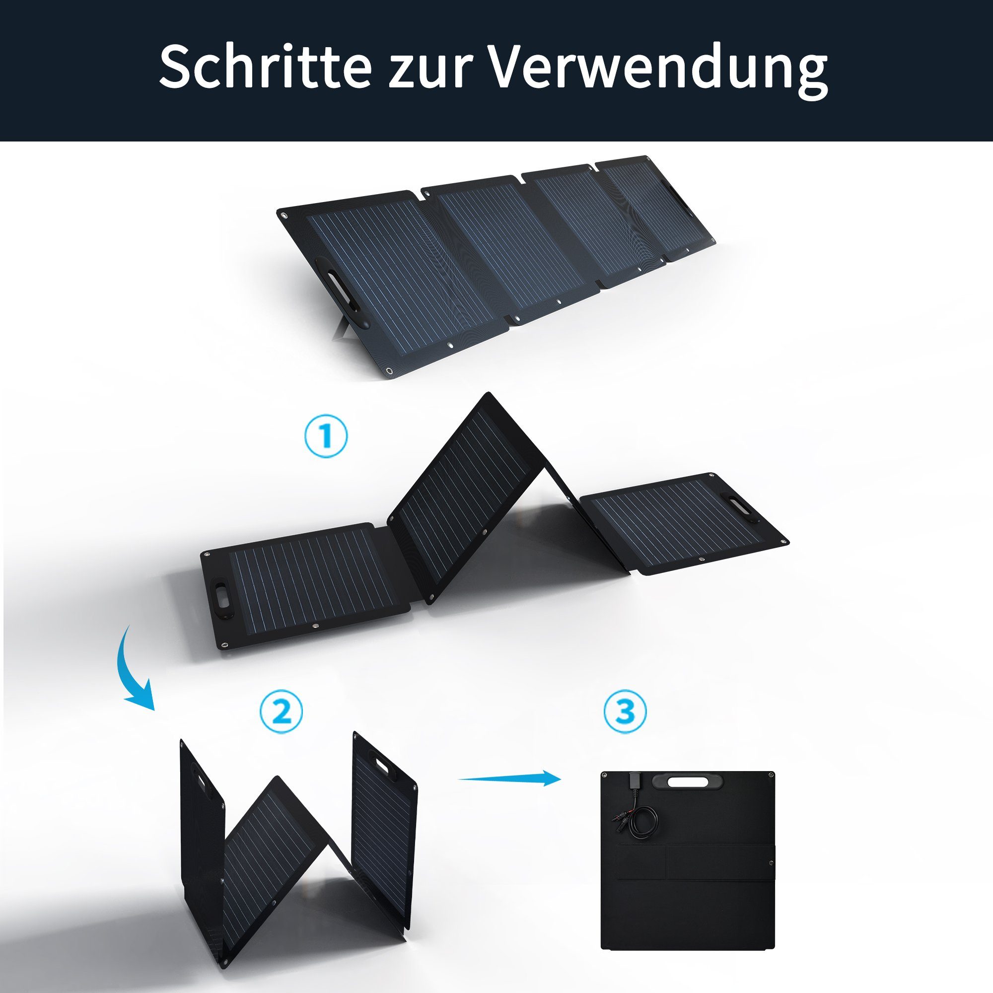 Merax Solaranlage SD200, 200,00 W, Monokristallin, Faltbar und Mobil, Solarmodul tragbar, Solarpanel wasserdicht