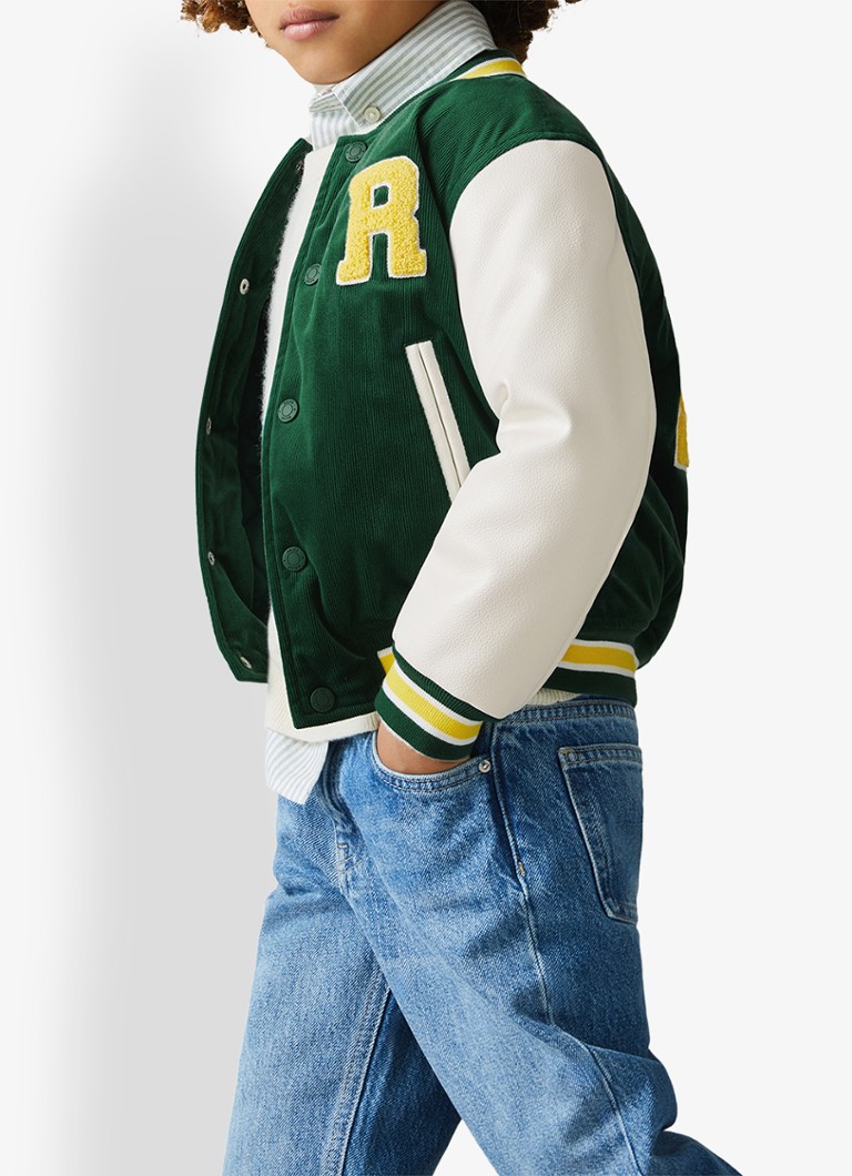 Jachetă de baseball Reiss Ward din catifea reiată cu logo brodat