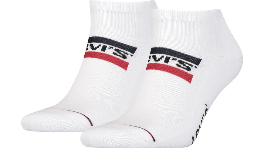 Levis Unisex Sportsocken Sneaker Logo 2er Pack white / white