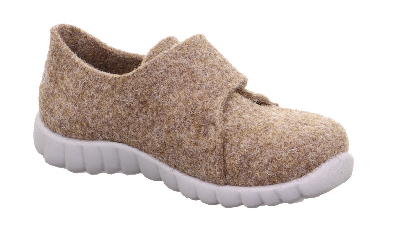 HAPPY - Beige Hausschuh mit Klettverschluss