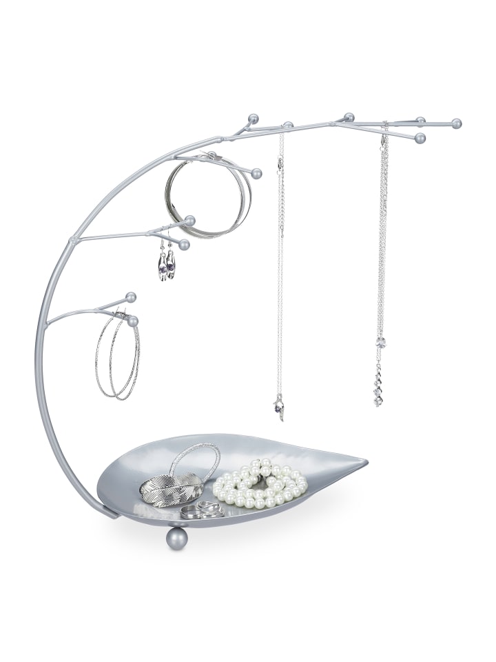 relaxdays Schmuckständer in Silber - (B)34 x (H)29 x (T)15,5 cm günstig kaufen onesize