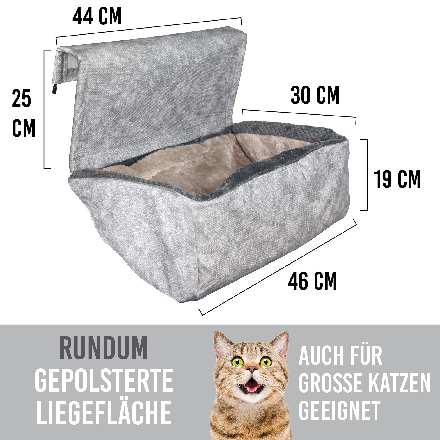 KaraLuna Katzenhängematten & Fensterliegeplätze KaraLuna Heizungsbett für Katzen hellgrau