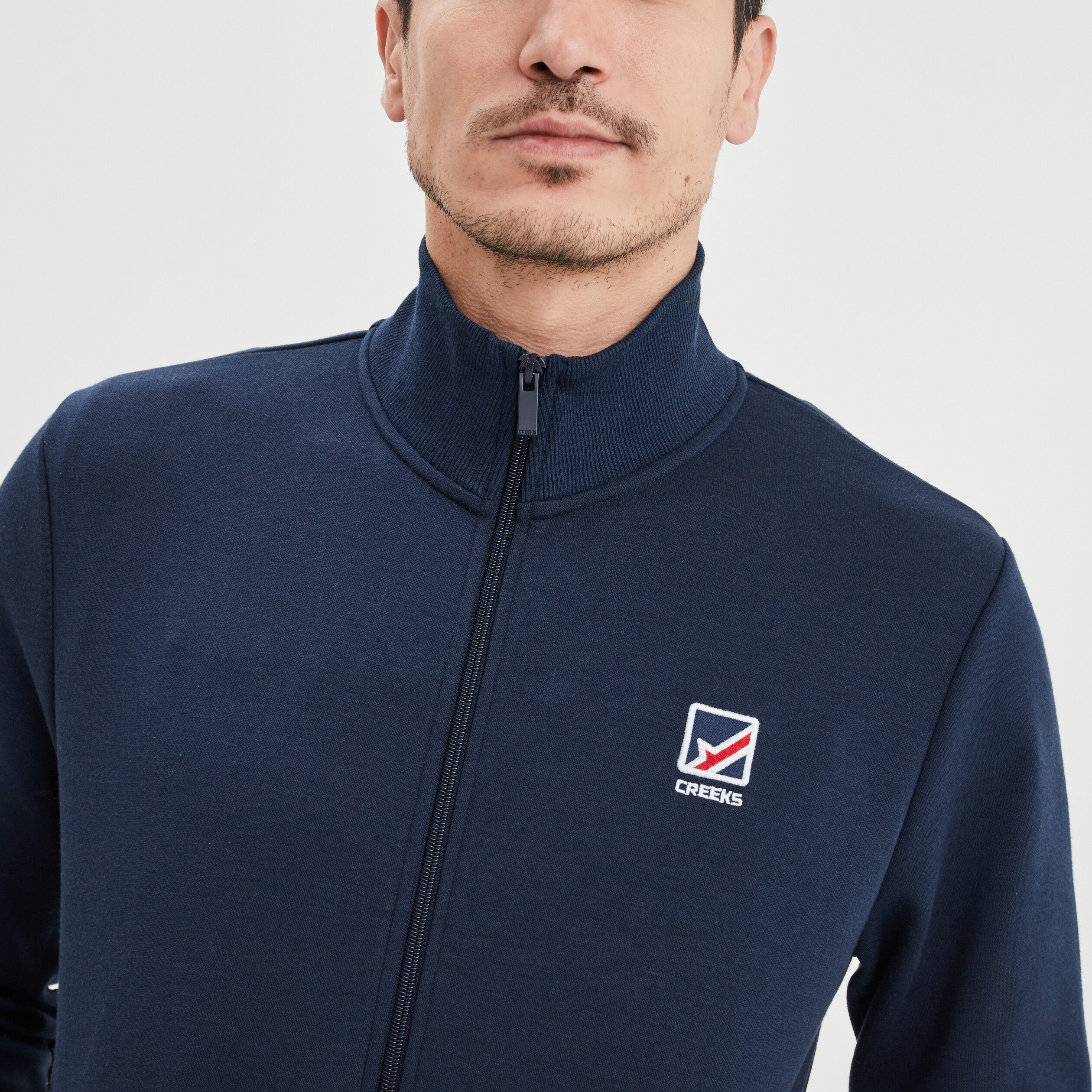 Sweat zippé col montant Creeks bleu marine homme | La Halle