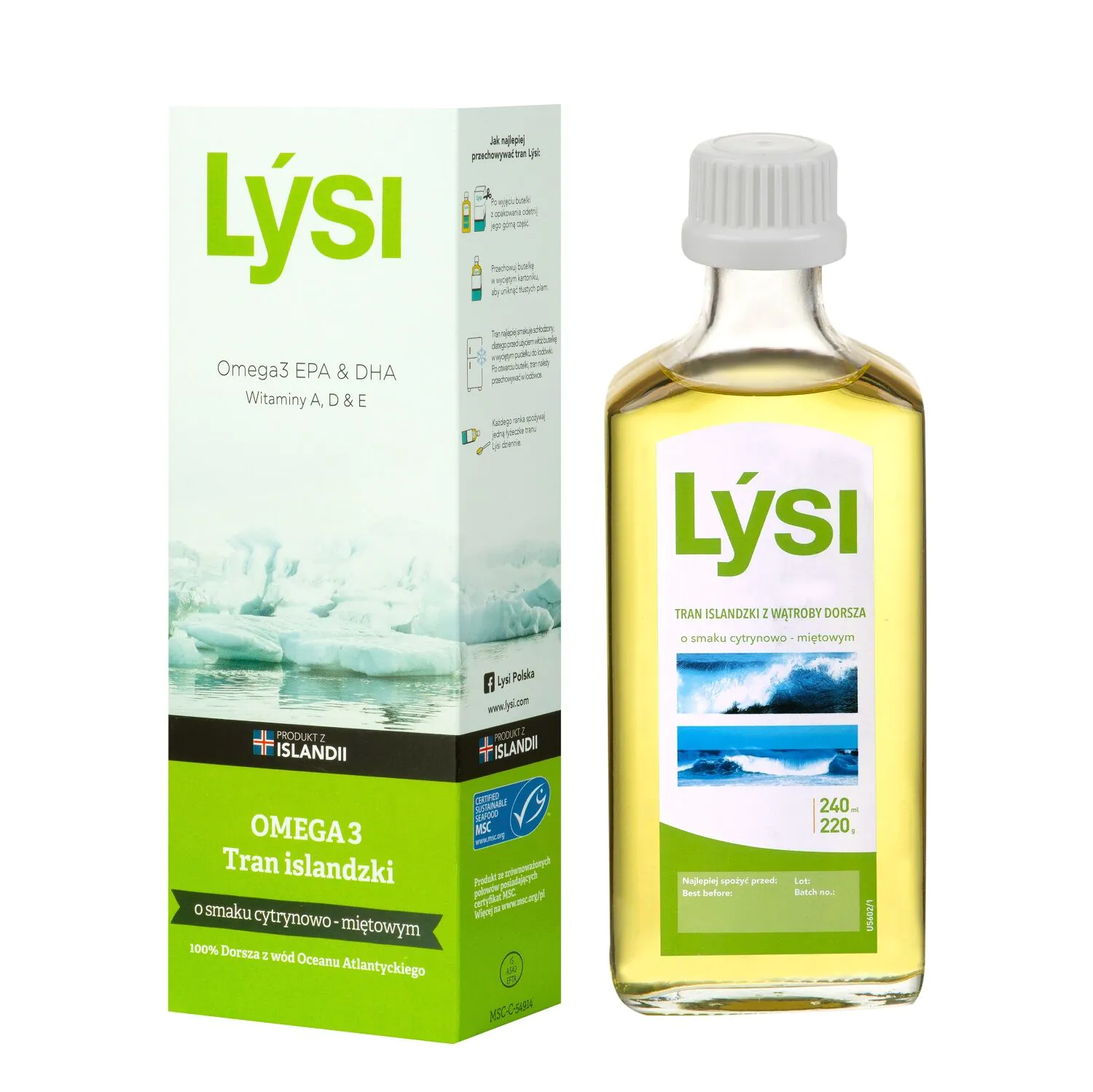 Ισλανδικό λάδι από συκώτι μπακαλιάρου Lysi με γεύση λεμονιού-μέντας, Λάδι