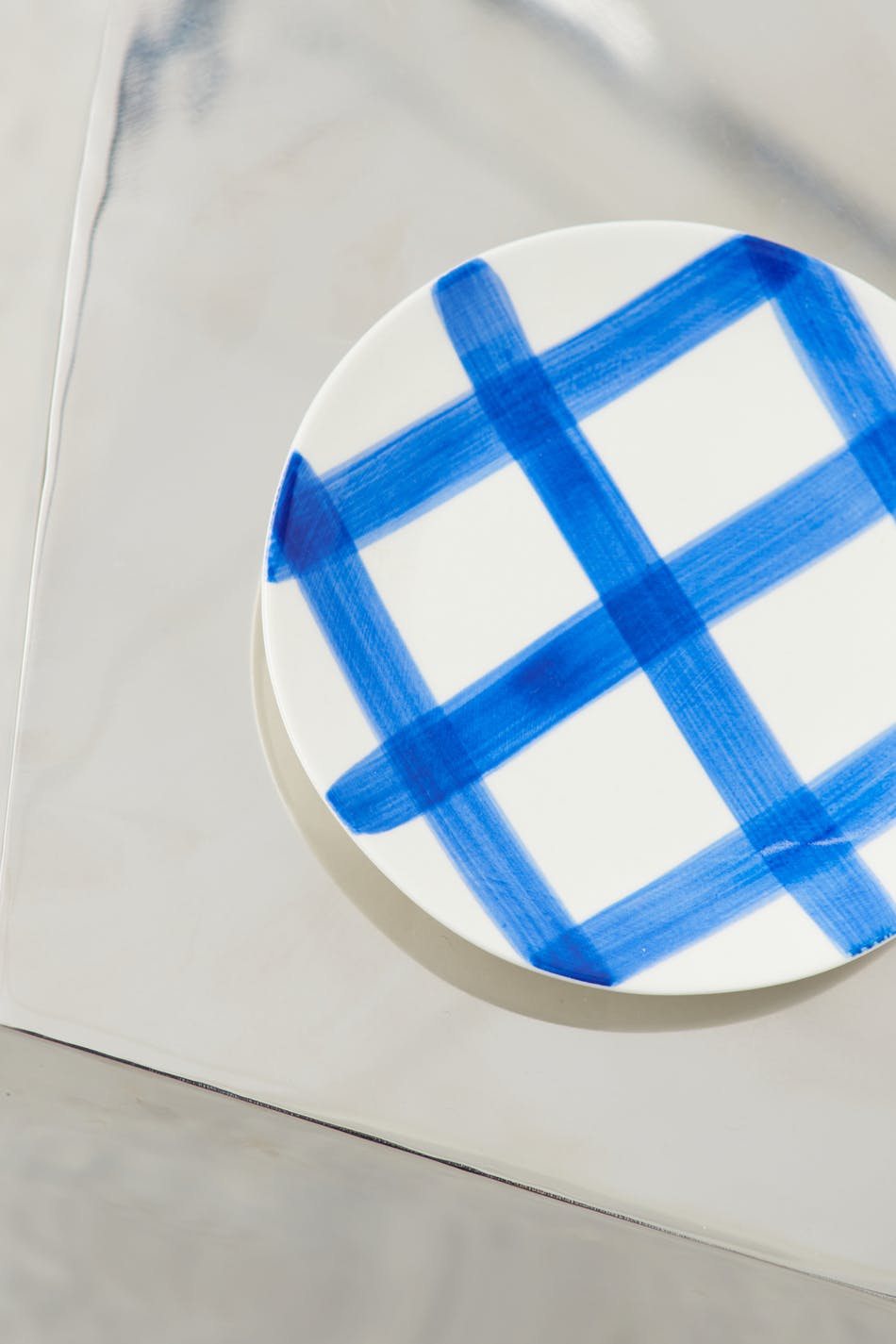 Checked small ceramic plate