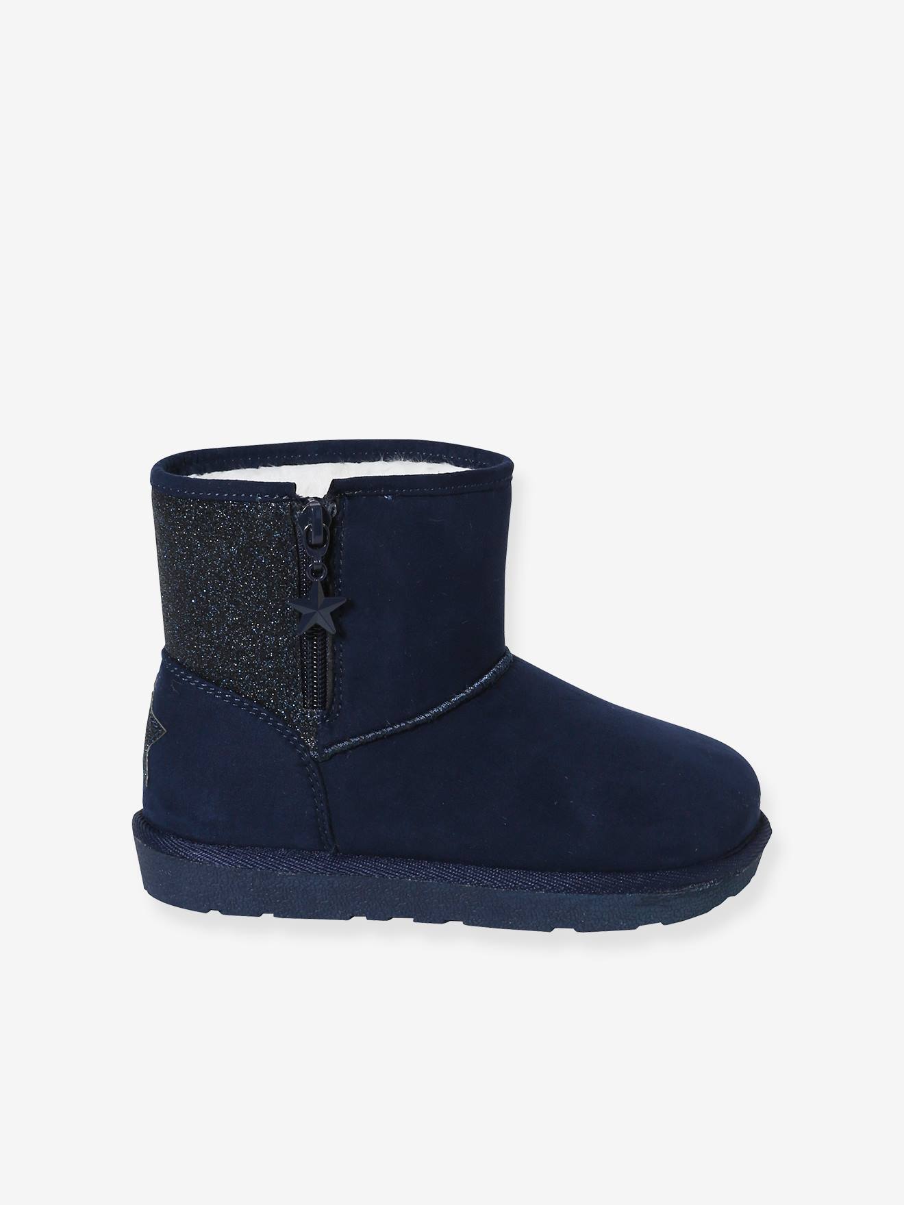 Mi-bottes fourrées fille bleu marine