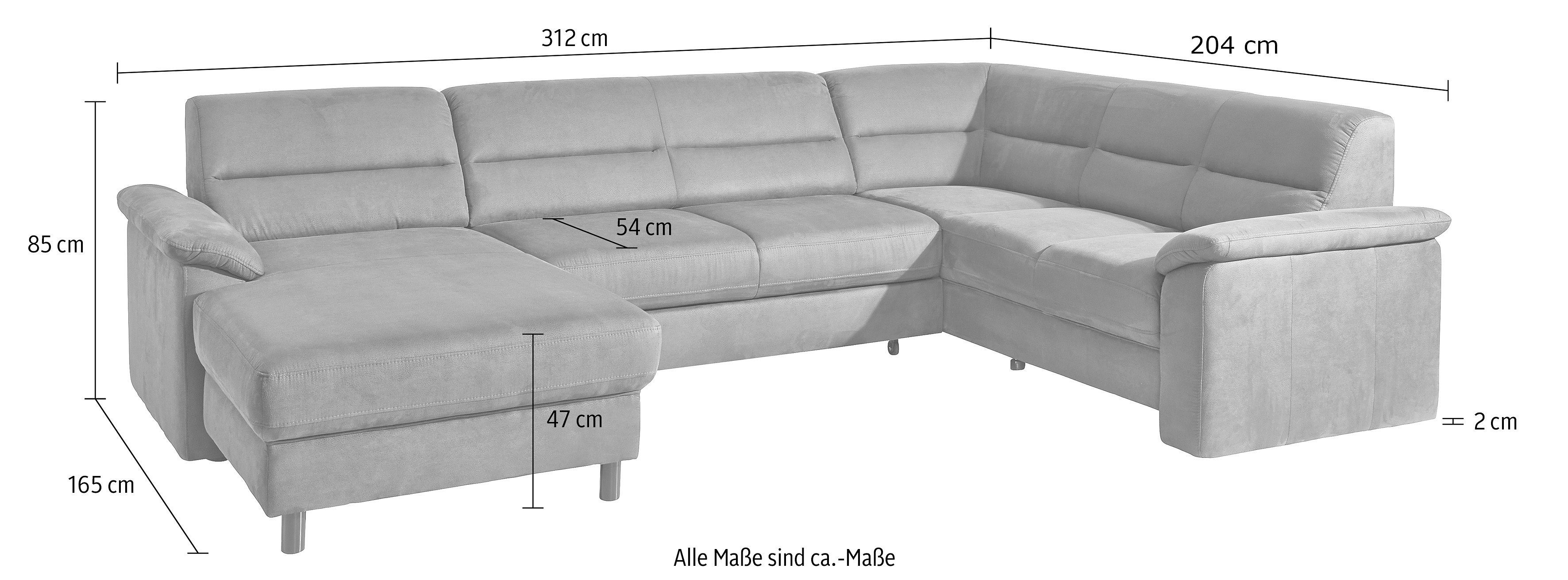 sit&more Wohnlandschaft Ascara, inklusive Boxspring/Federkern-Polsterung, wahlweise mit Bettfunktion