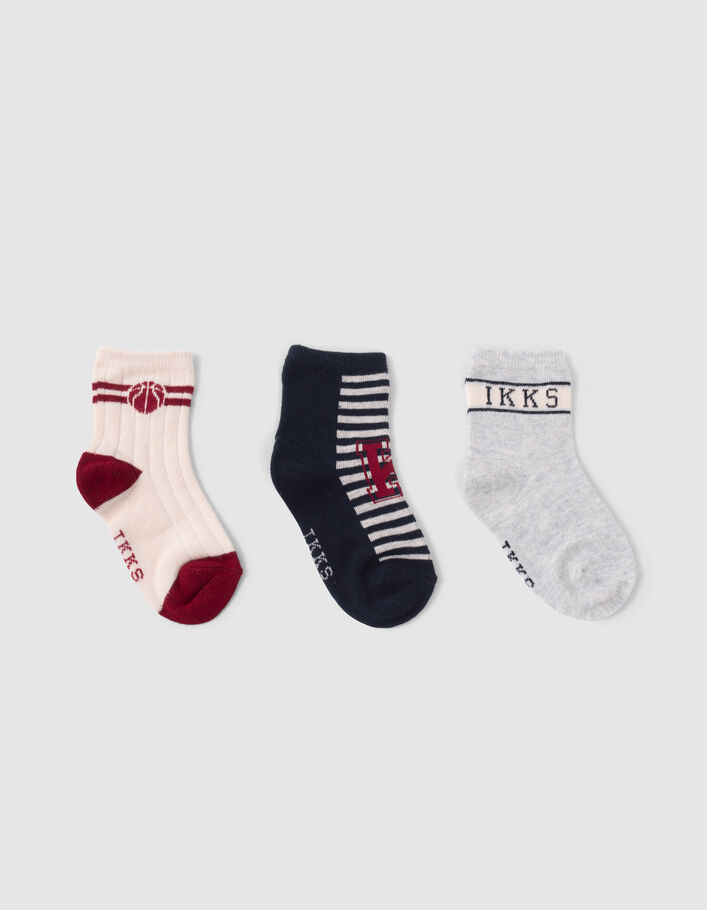 Chaussettes marine, grises et écrues bébé garçon