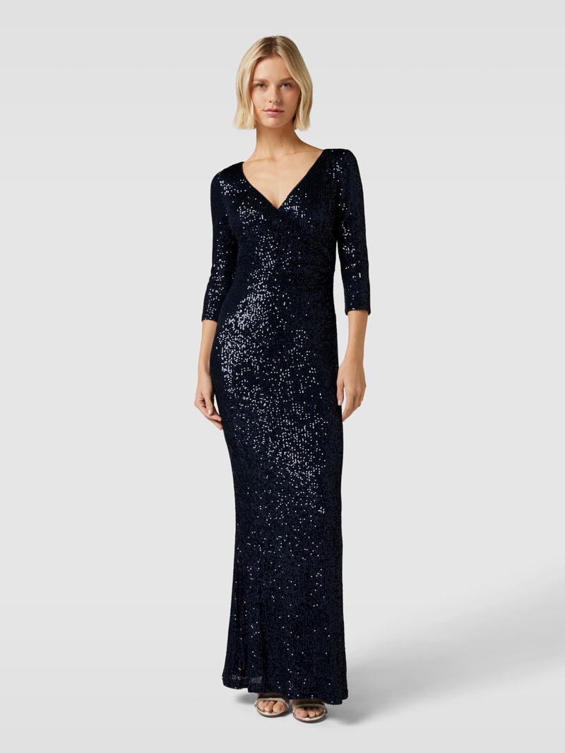 Abendkleid mit V-Ausschnitt in dunkelblau