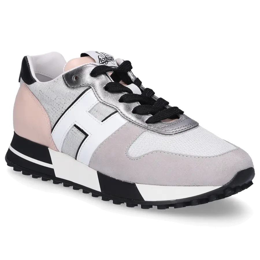 Hogan - Sneaker low H383 Kalbsleder Veloursleder Logo grau - grau