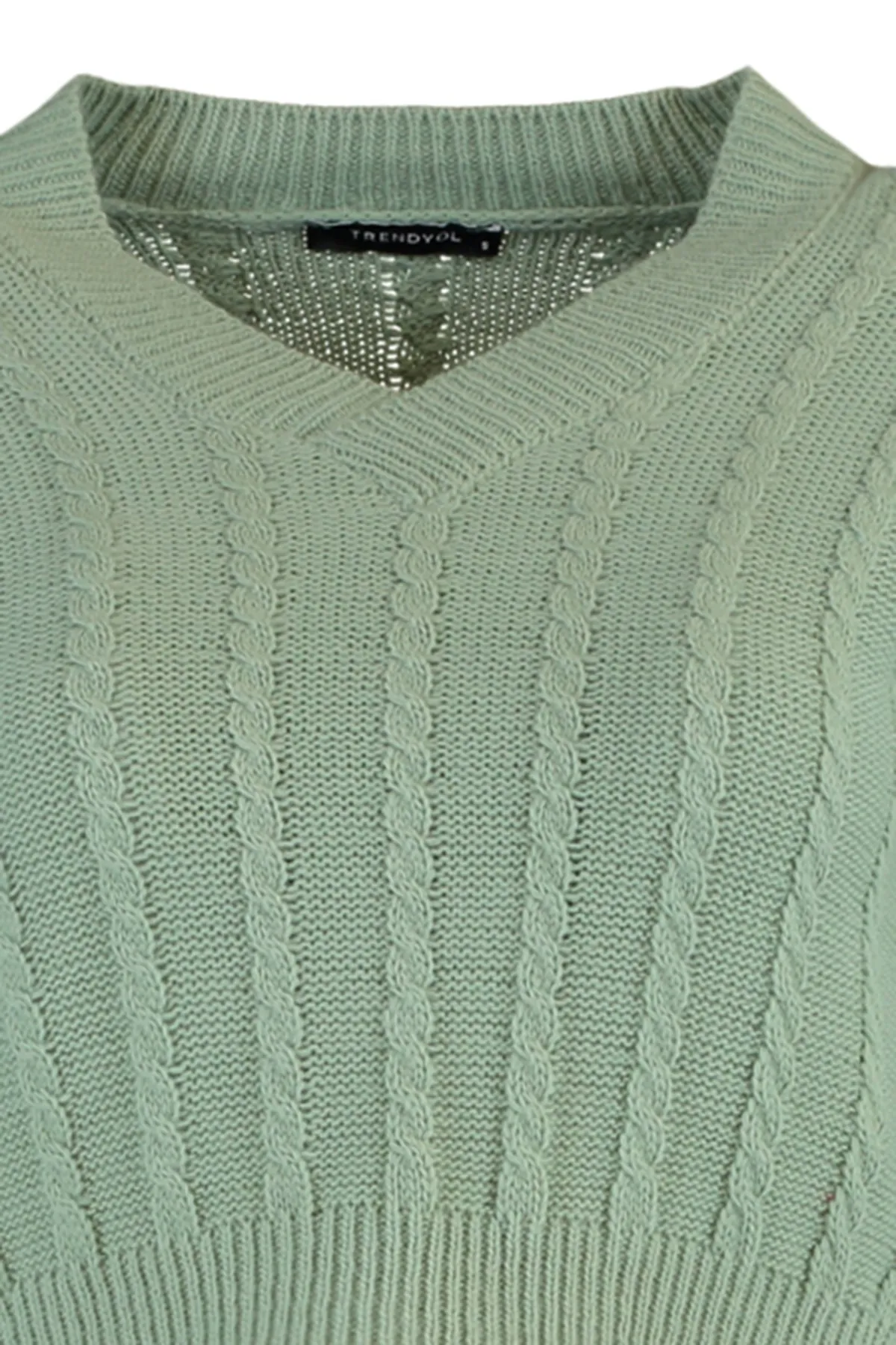 Trendyol Collection  Mintgrüner, kurzer Strickpullover mit Detail TWOAW23KZ00804