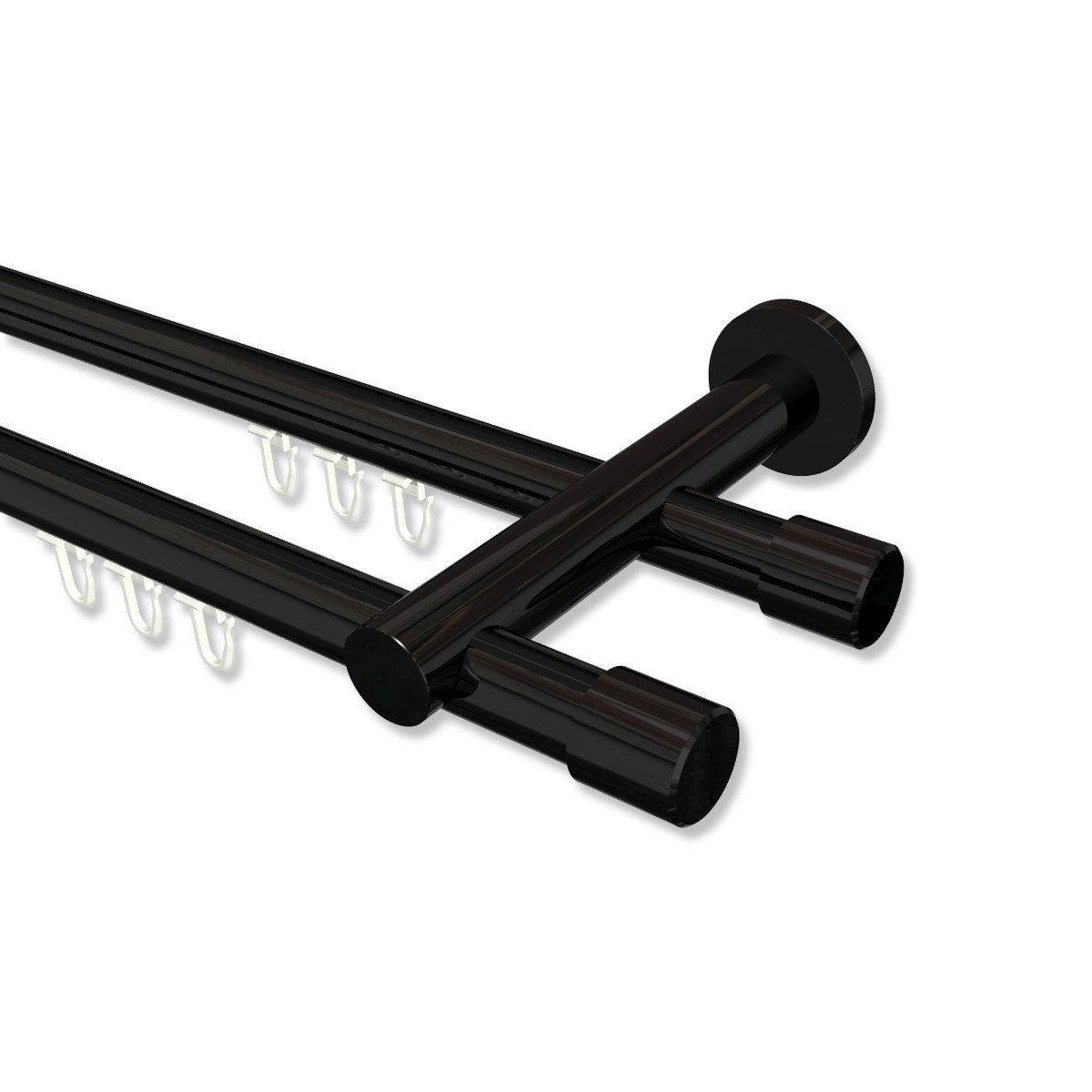 Gardinenstange Platon Santo, INTERDECO, Ø 20 mm, 2-läufig, Wandmontage, Schwarz