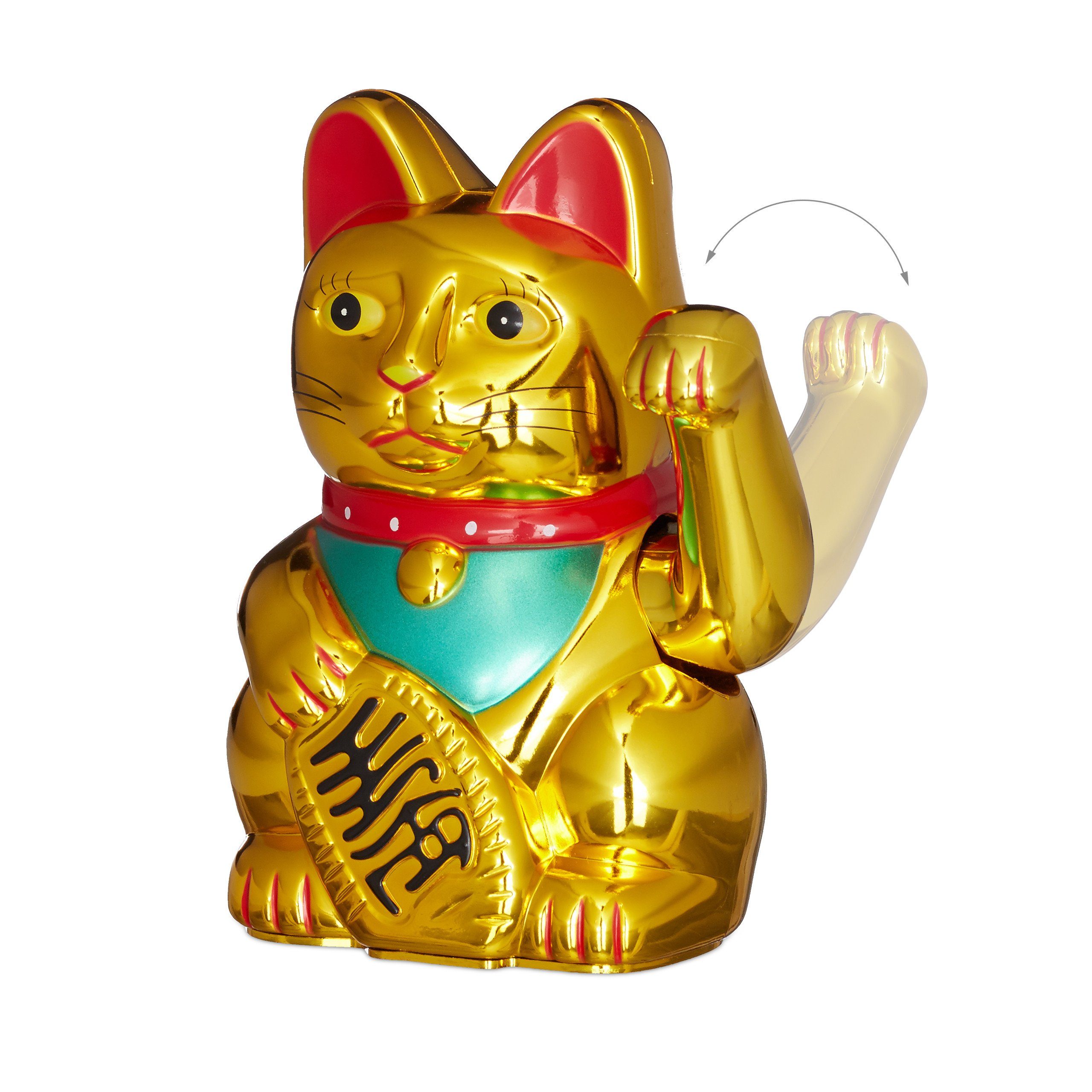 relaxdays Winkekatze Maneki Neko Winkekatze 16 cm