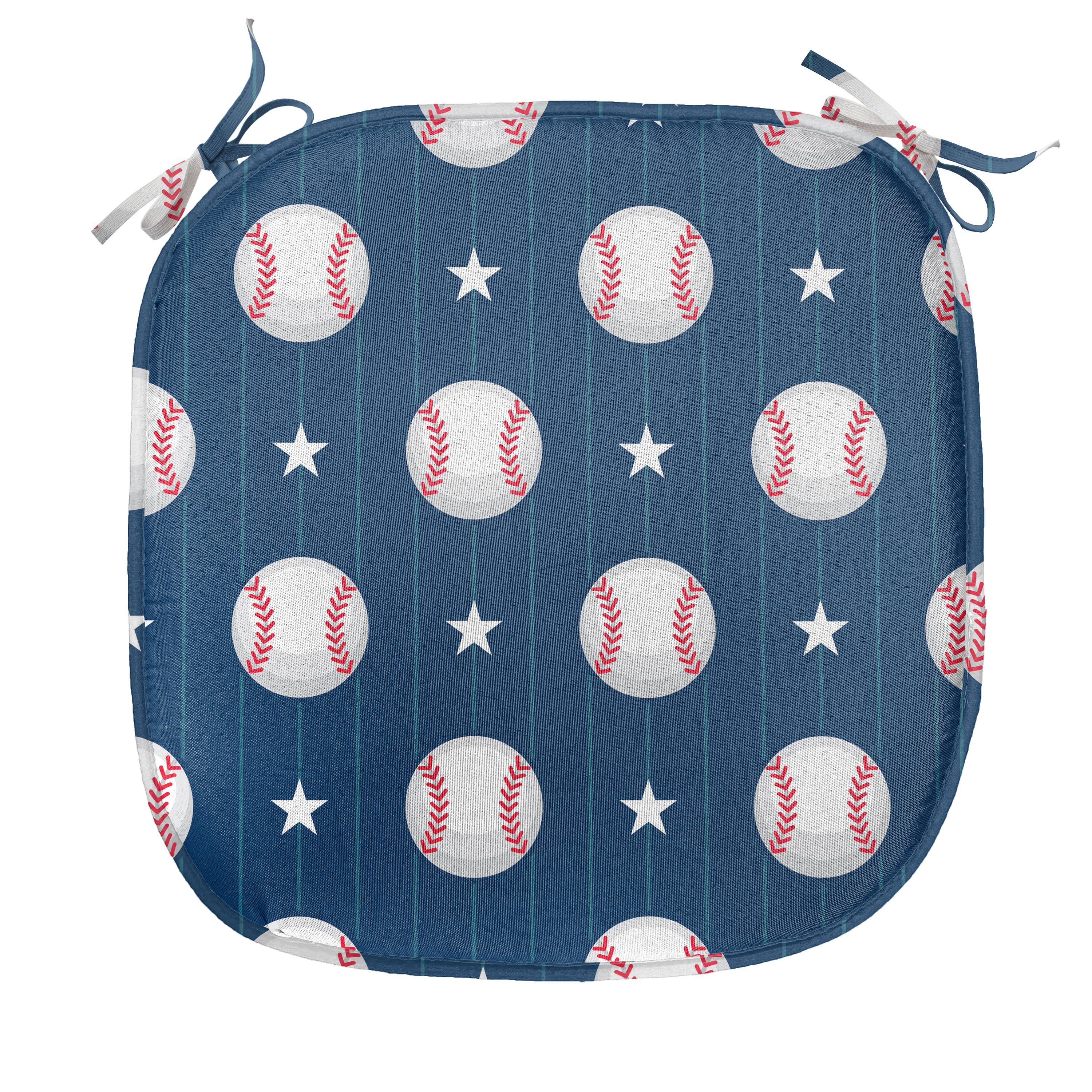 Abakuhaus Stuhlkissen Dekoratives wasserfestes Kissen mit Riemen für Küchensitze, Sport Baseball-Streifen