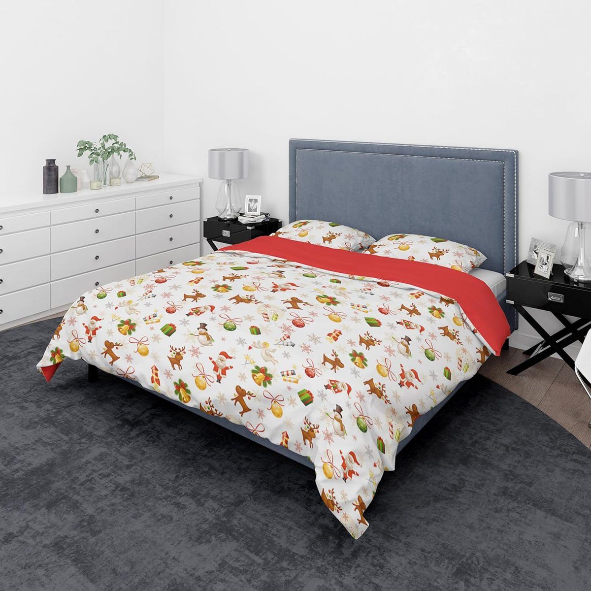 Bett-Set, Xmas Weihnachtsbettwäsche Bettbezug mit Kissenbezügen, CTGtree