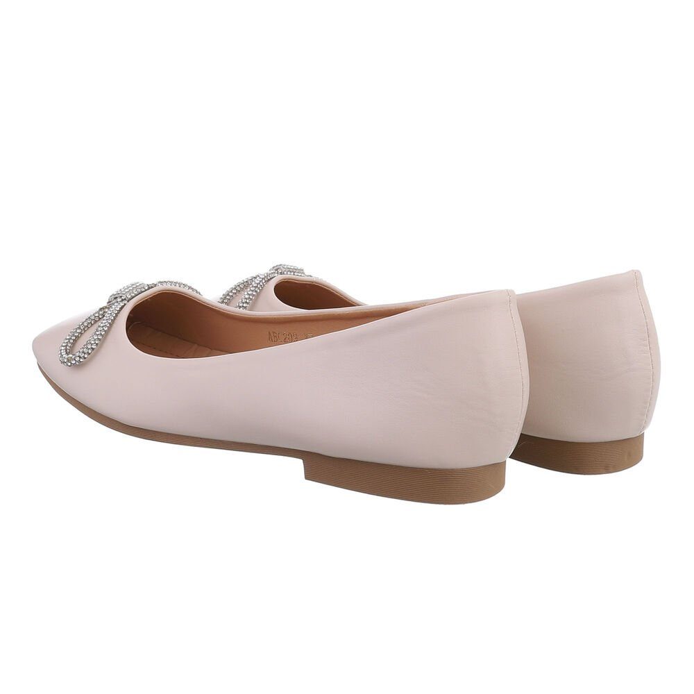 Ital-Design Damen Schlupfschuhe Elegant Ballerina Blockabsatz Klassische Ballerinas in Beige