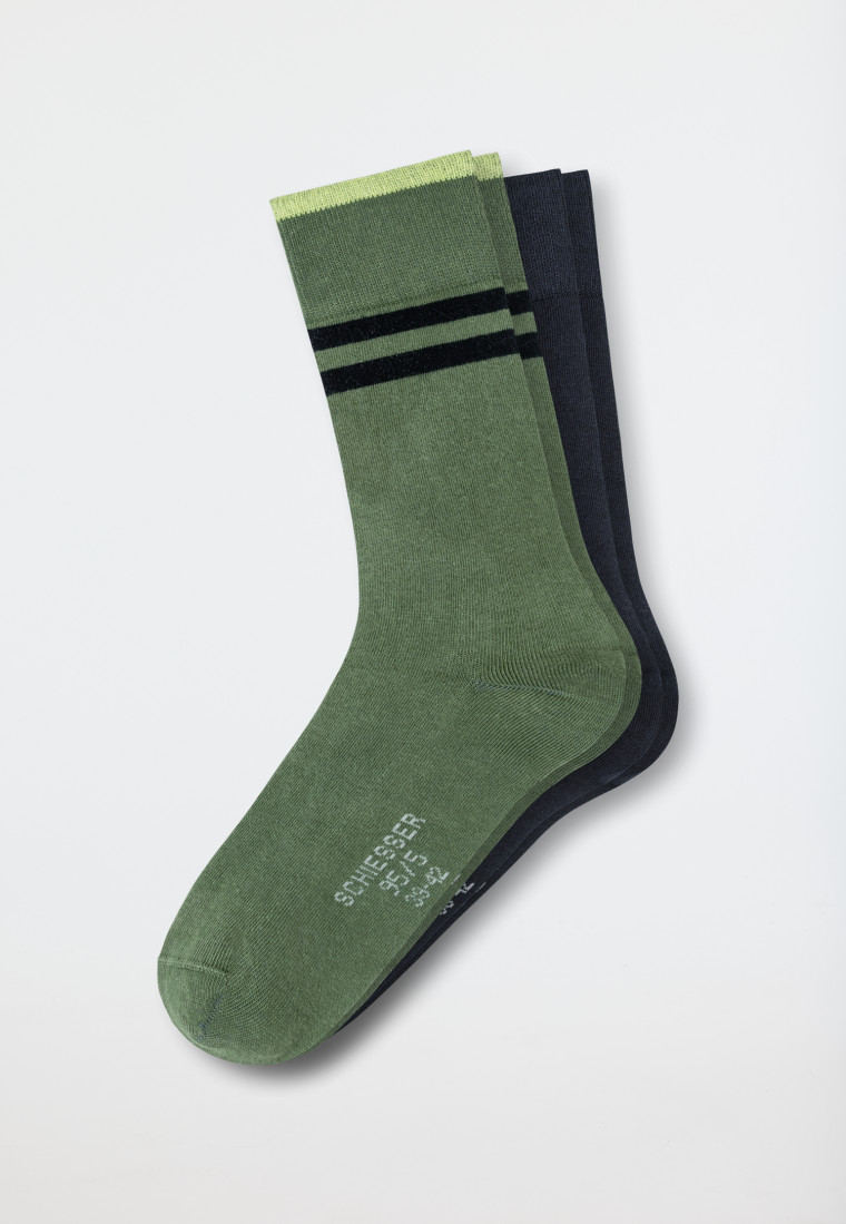 Herrensocken 2er-Pack Organic Cotton grün/jeansblau - 95/5