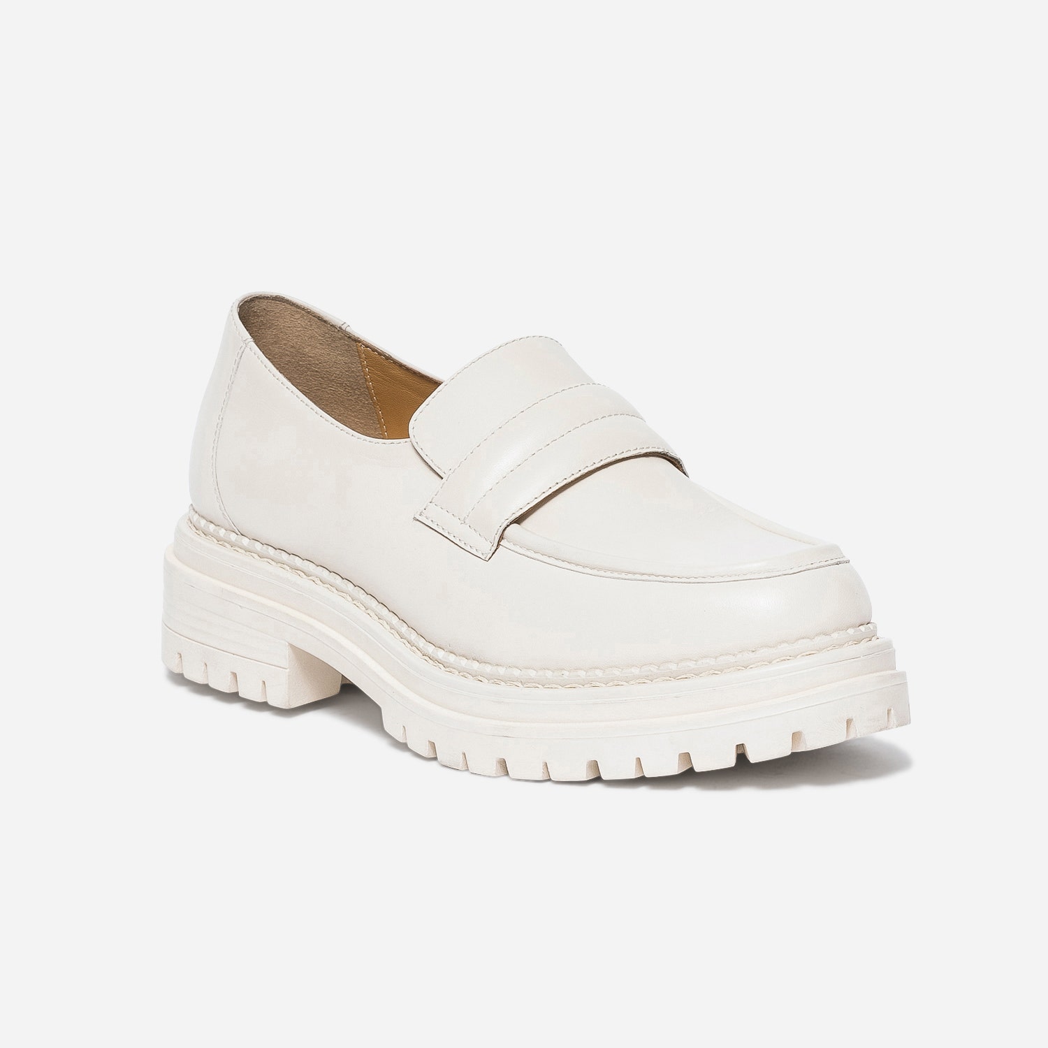 Mocassin cranté cuir écru
