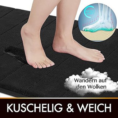 Badematte Memory Schaum Badematte, Weich Bequem Deliana.home, Anti-Rutsch-Beschichtung, Memory-Schaum, Super Wasseraufnahme, rutschfest, Dick, Baumwolle, Rechteckig, für Badezimmerteppich (Grau, 80 x 50 cm)