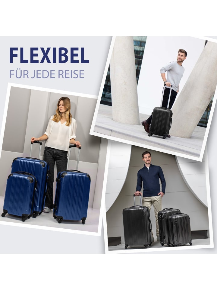 FERGÉ Kofferset Hartschale 3-teilig Hartschale 3 teilig Koffer Set mit Schutzecken QUÉBEC in blau günstig kaufen onesize