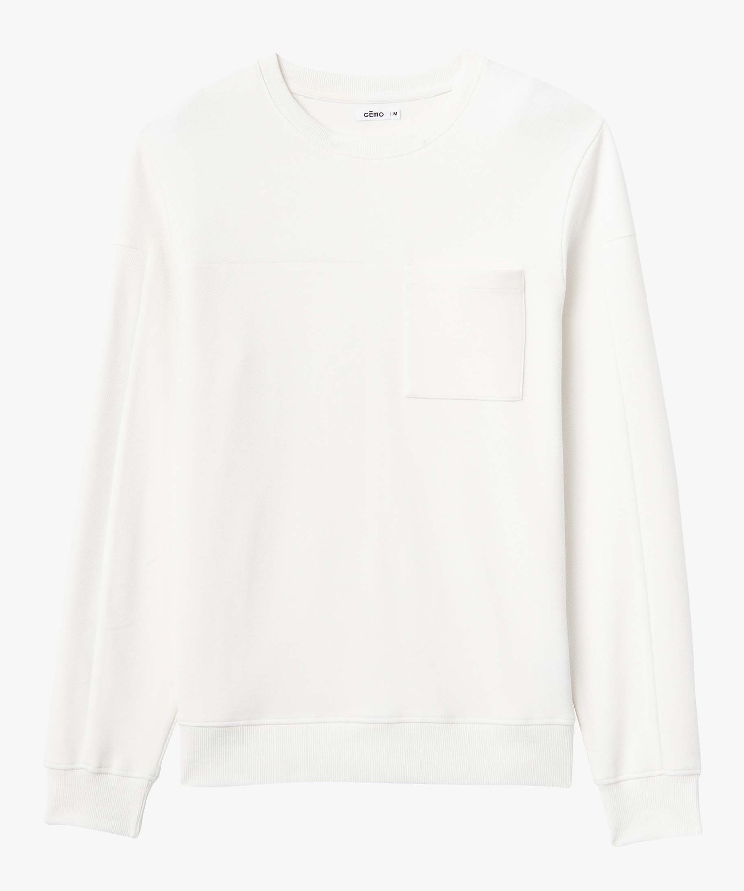 Sweat homme à col rond avec poche poitrine blanc | GEMO