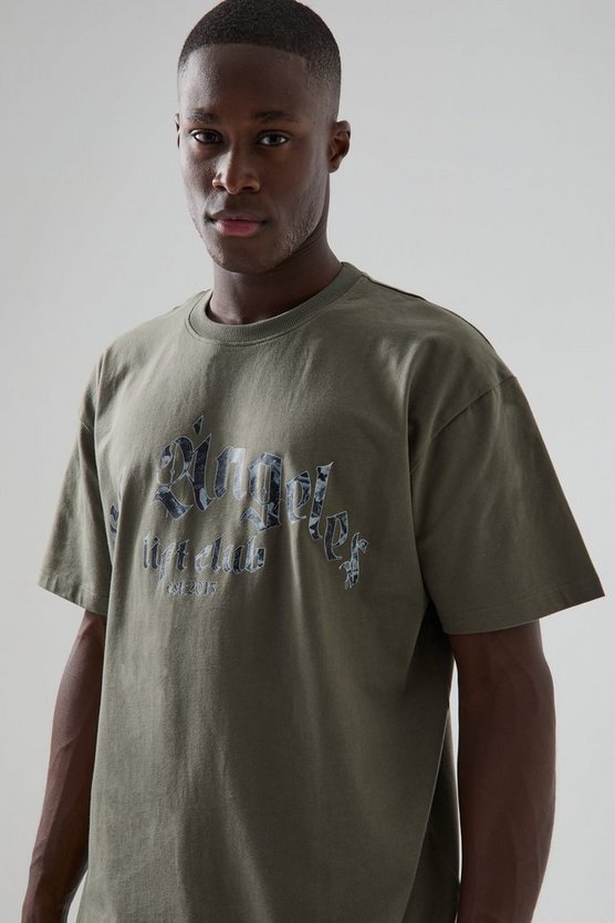 Man Active T-Shirt mit Los Angeles Lift Club Print