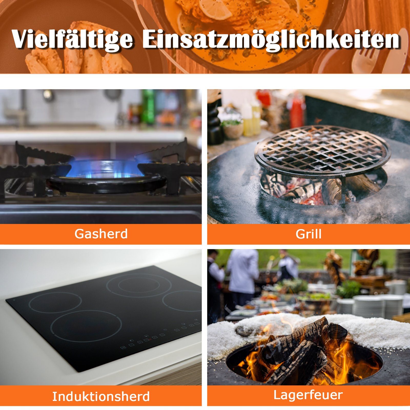 UISEBRT Feuertopf 12-teilig Dutch Oven Set in Holzkiste, mit viel Zubehör
