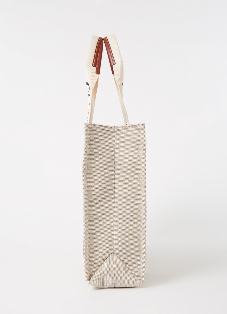 Borsa tote grande Chloé Woody in tela con dettagli in pelle di vitello