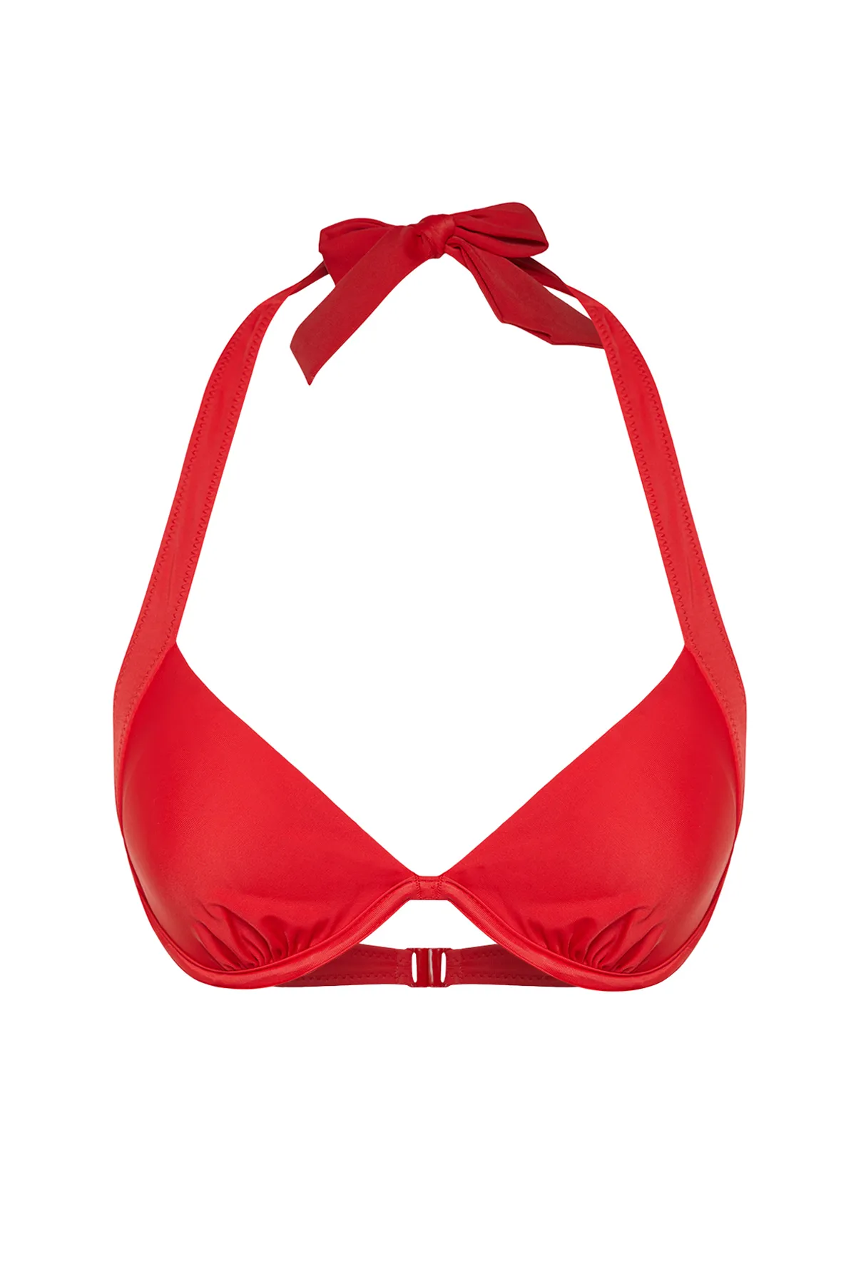 Trendyol Collection  Rotes Balconette-Bikinioberteil mit umgekehrtem V-Ausschnitt TBESS24BU00159
