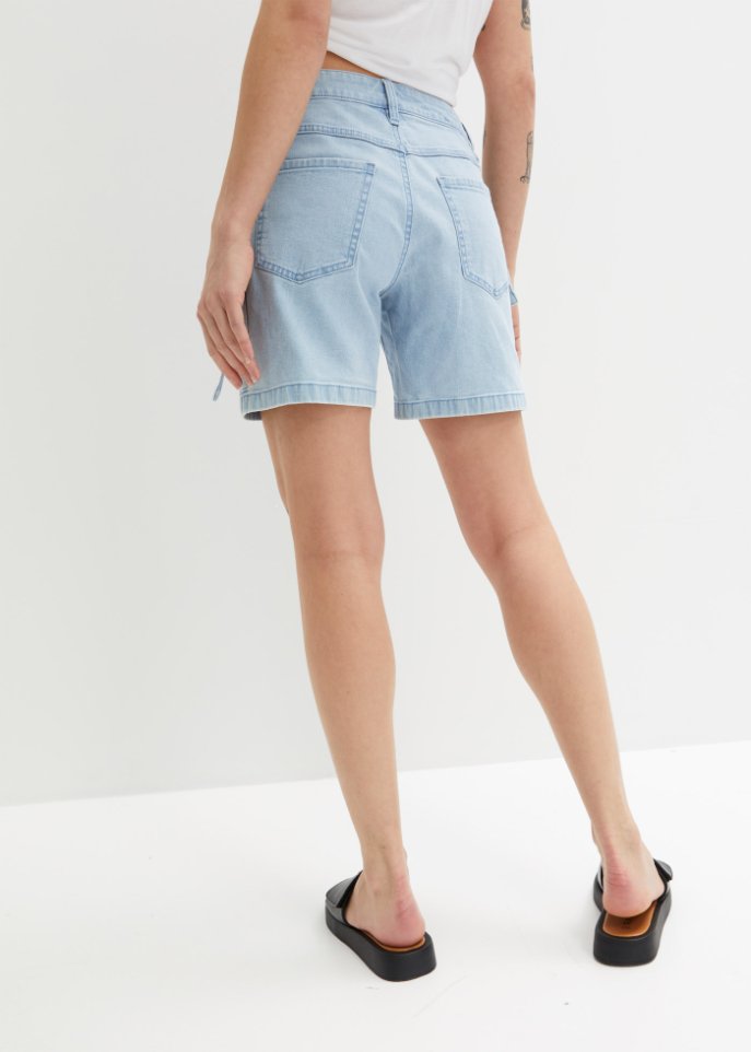 Jeans-Shorts mit aufgesetzten Taschen