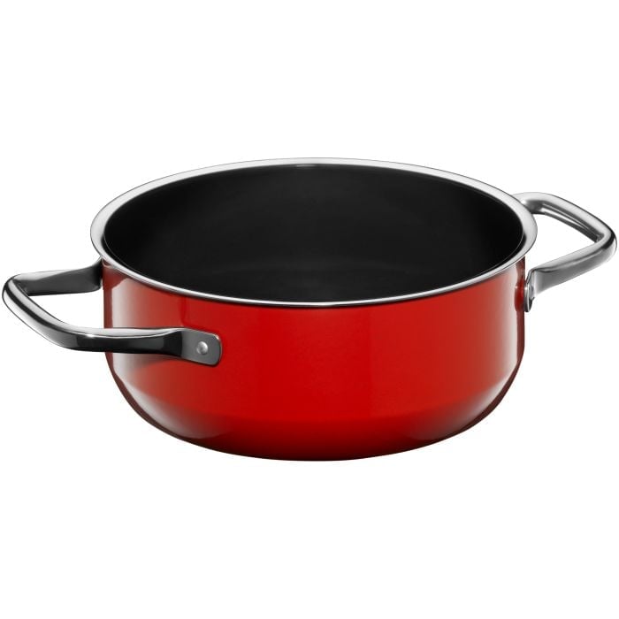 Fusiontec Compact Bratentopf mit Glasdeckel, 18 cm, Red