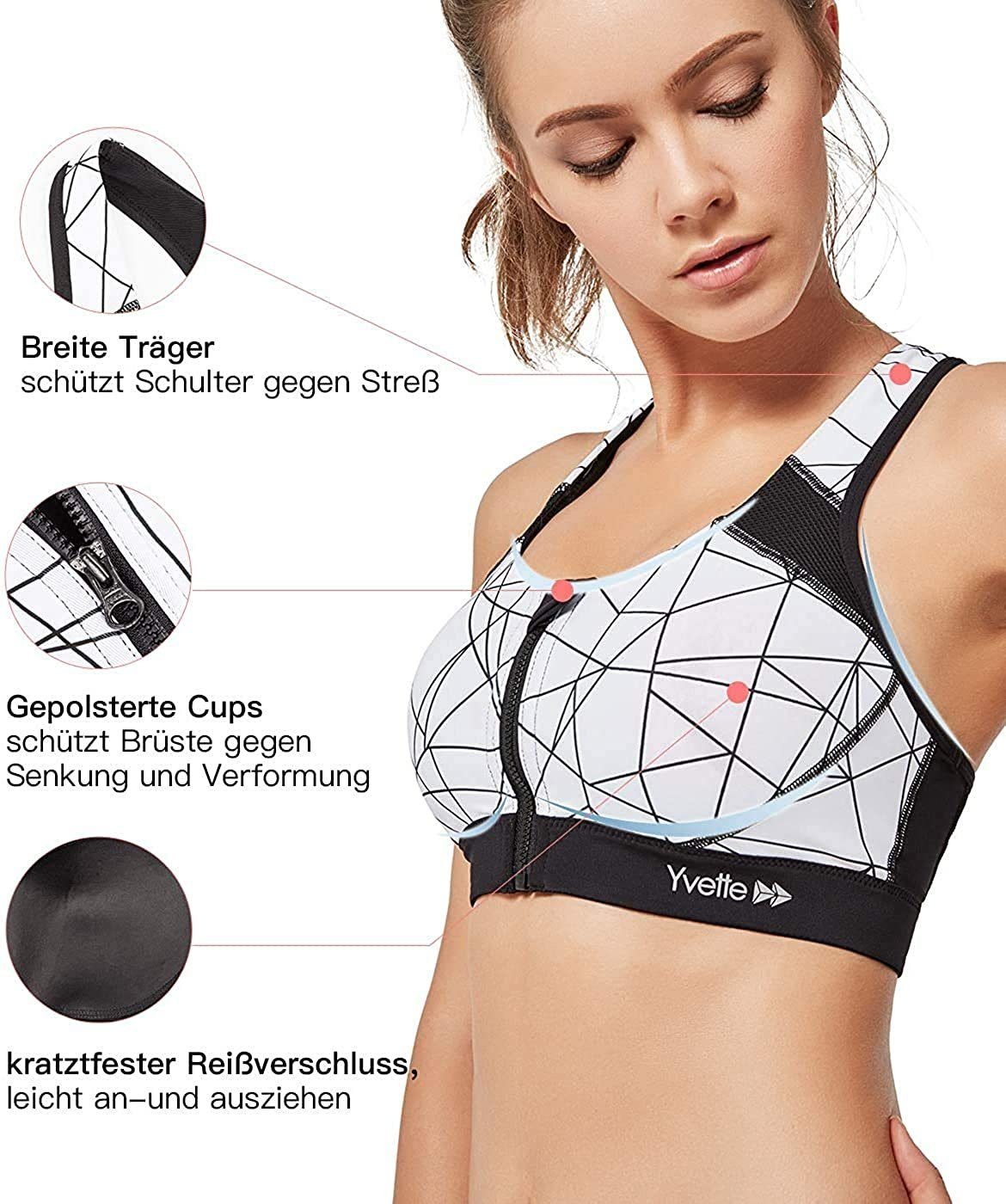 Yvette Sport-BH Starker halt, kratzfester Vorderverschluss, HM0130001
