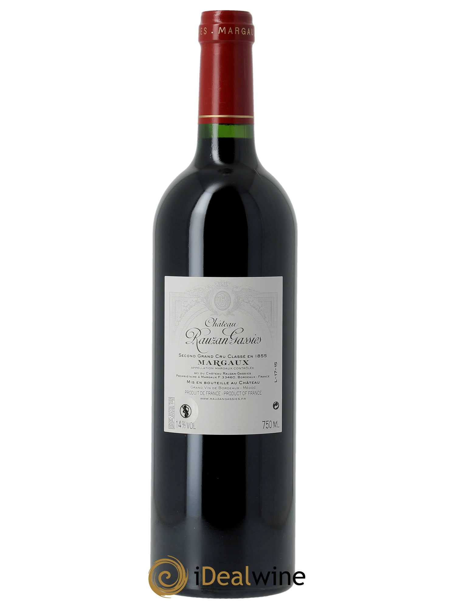 Château Rauzan-Gassies 2ème Grand Cru Classé (CBO à partir de 12 BTS) 2015 - Lot de 1 Bouteille
