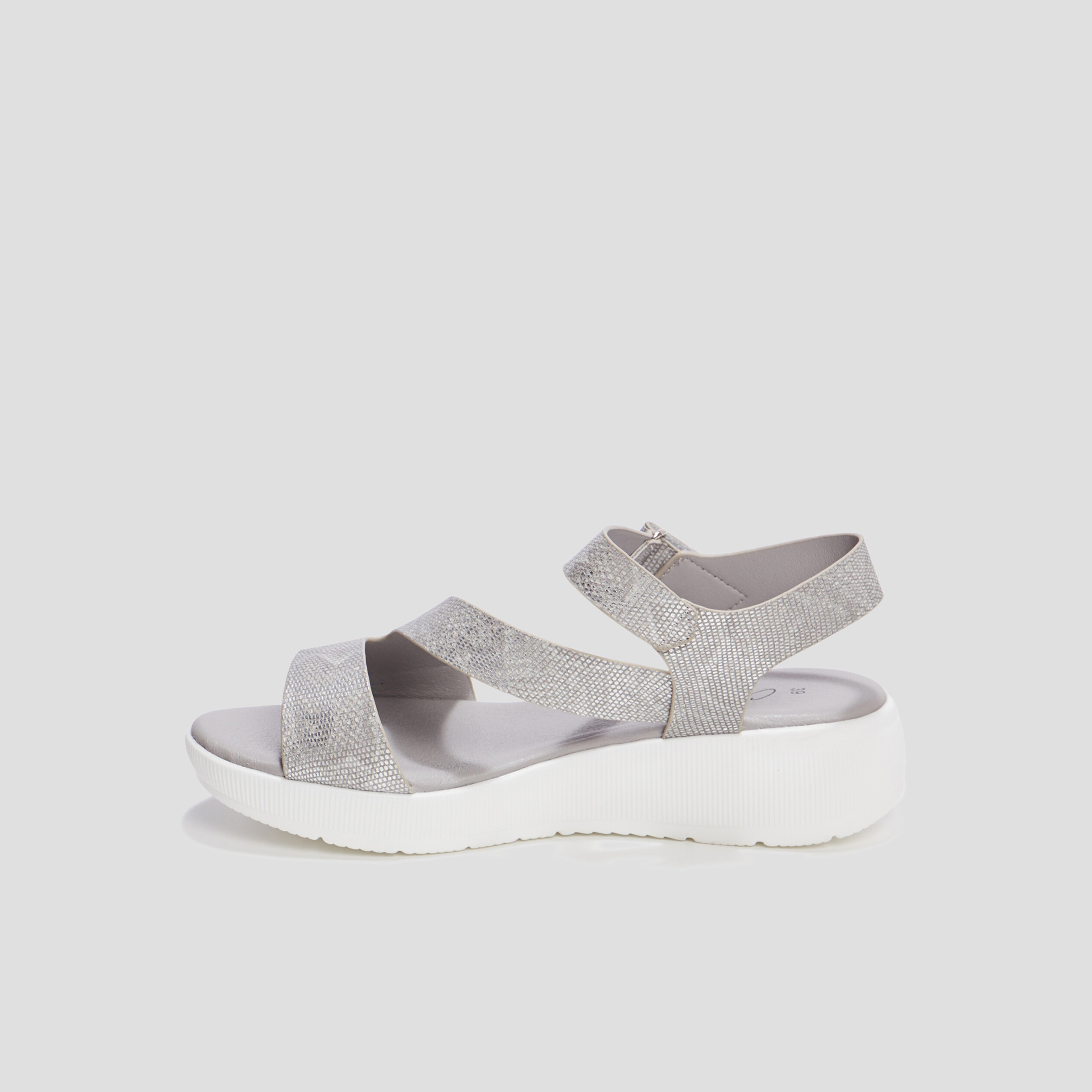 Sandales compensées Confortissimo gris argent femme | La Halle
