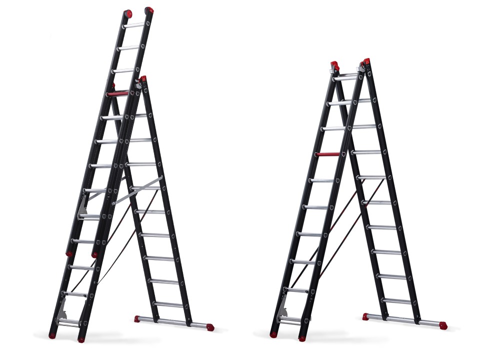 Escada extensível de 3 partes Altrex 123614 ZR3099 Mounter com degraus de 3x14