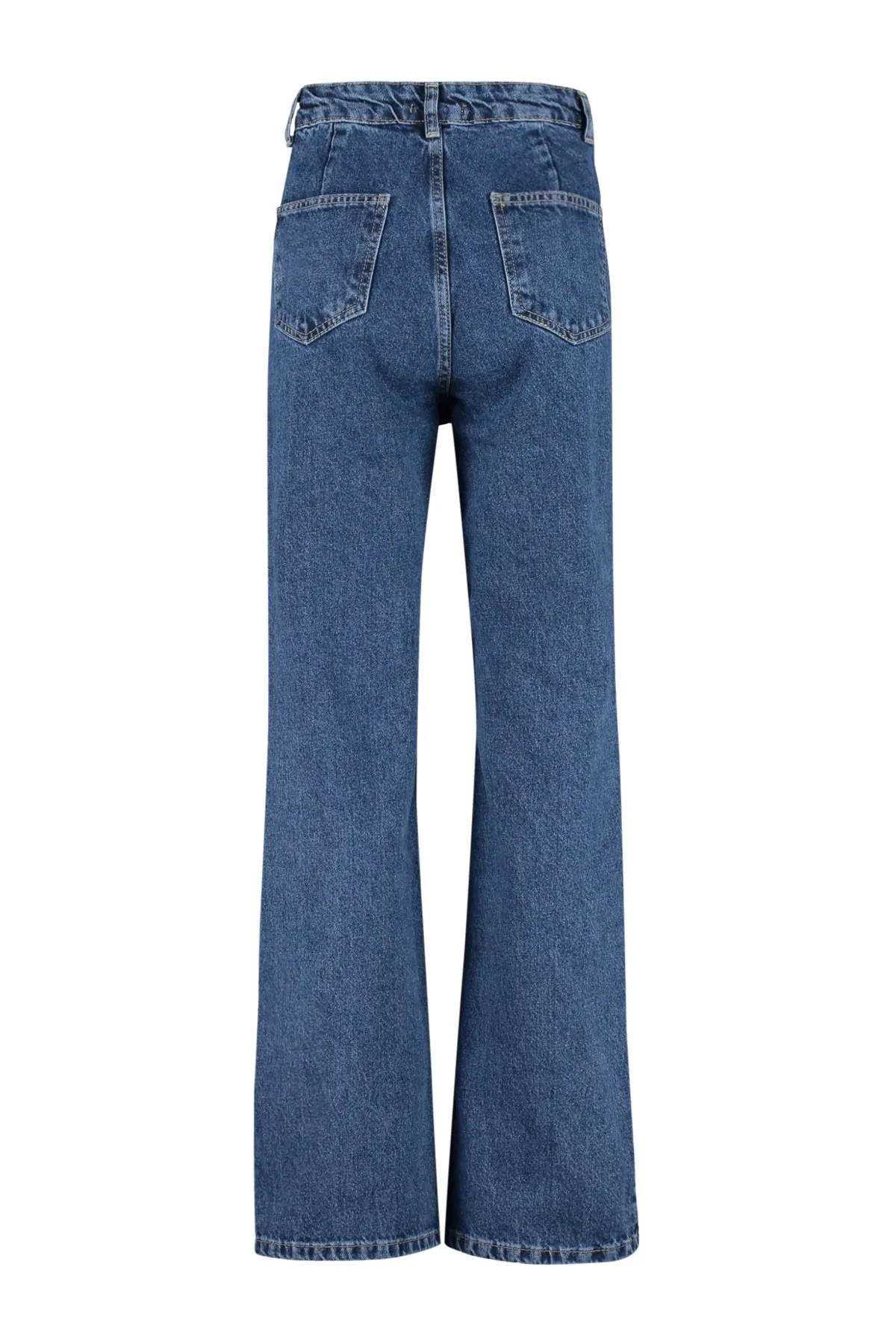 Trendyol Collection  Marineblaue Jeans mit hoher Taille und weitem Bein und Taschendetail TWOAW22JE0595