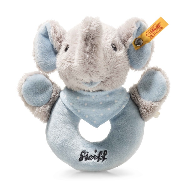 Trampili Elefant Greifling mit Rassel, 13 cm, hellgrau