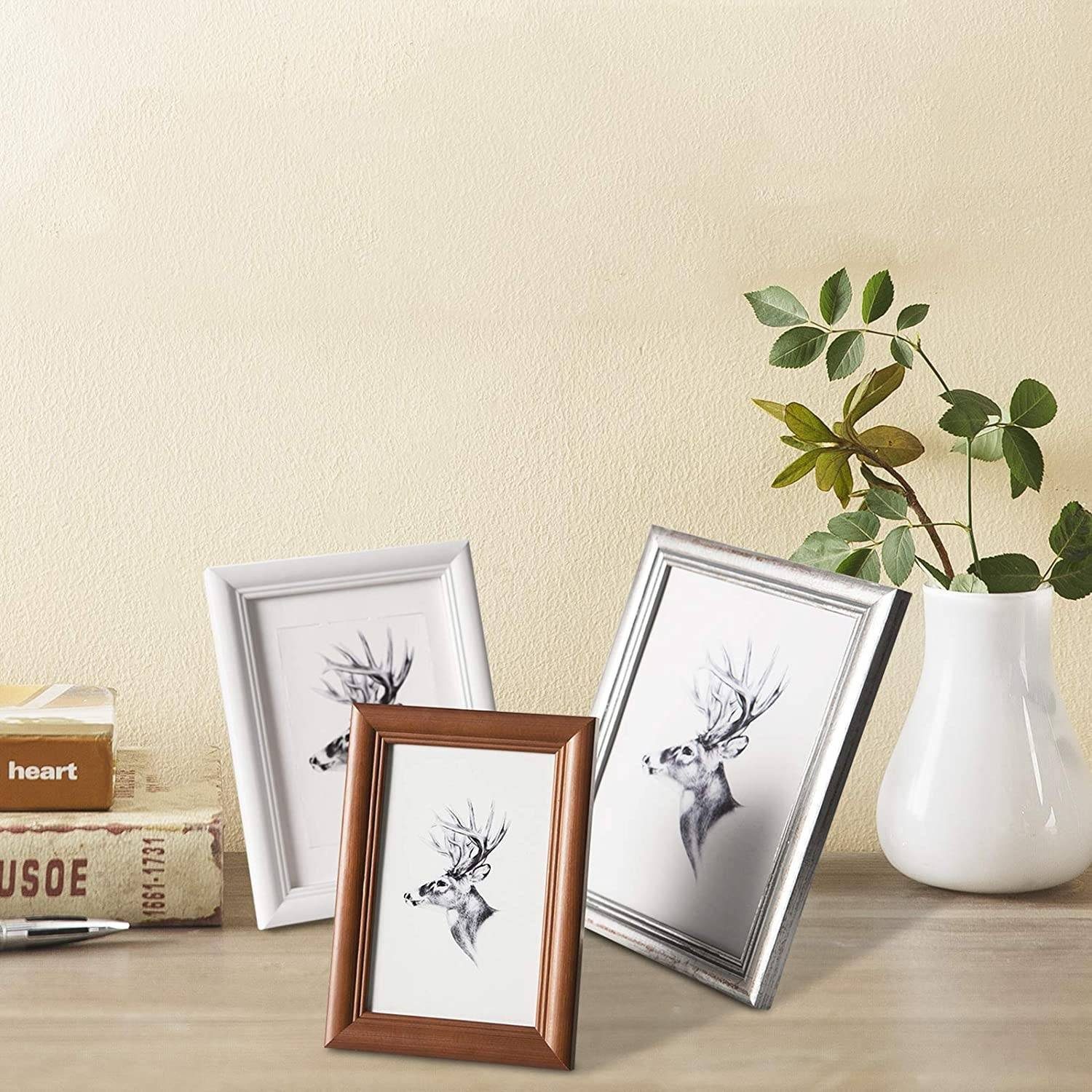 Woltu Bilderrahmen 9408, Fotogalerie, Holz Rahmen, Glasscheibe, Artos Stil Gold