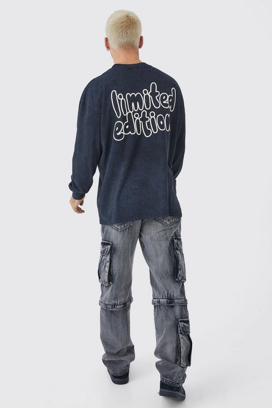 Lockere Cargo-Jeans mit Reißverschluss