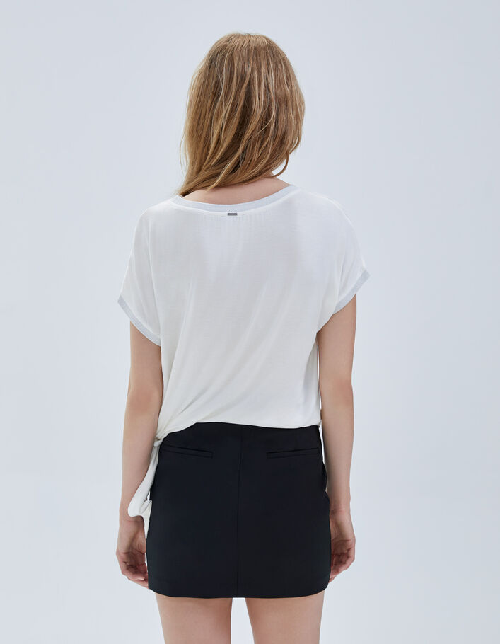 Top blanc cassé bi matière à nouer côté Femme