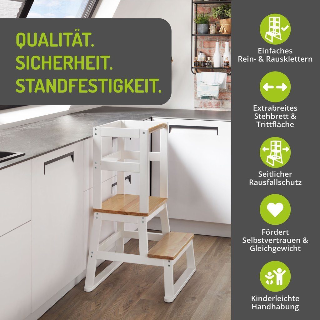 BOMI Stehhilfe Lernturm Swubi (1 St), Montessori Kinder Schemel Kinderhocker aus Holz