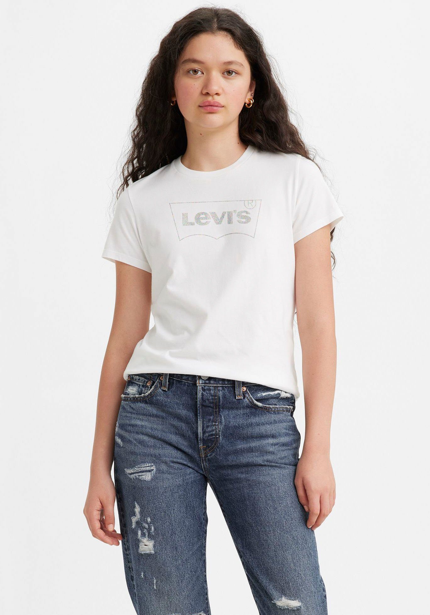 Levi's® Rundhalsshirt THE PERFECT TEE mit Logo im Metallic-Holo Print