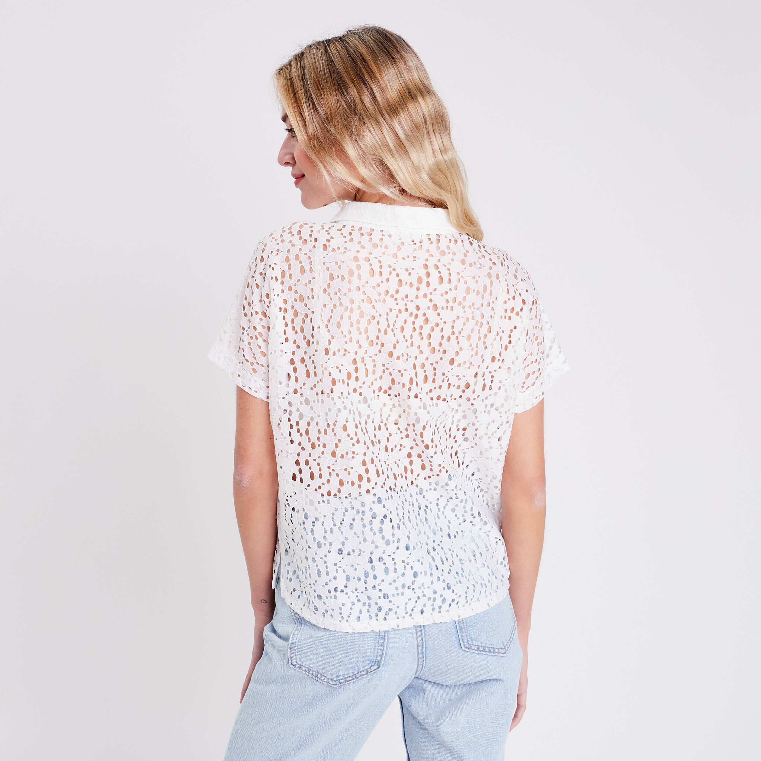 Chemise manches courtes ecru femme | Cache Cache