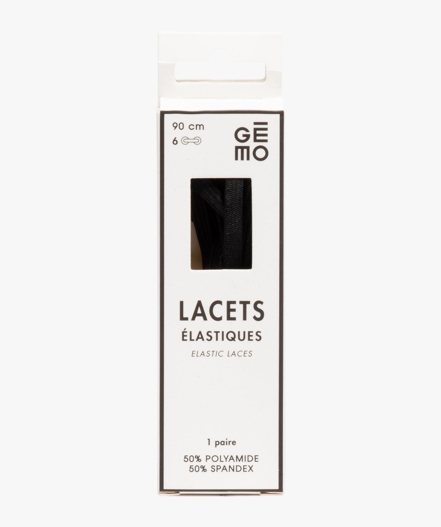 Lacets plats élastiques uni 90 cm (lot de 2) noir | GEMO