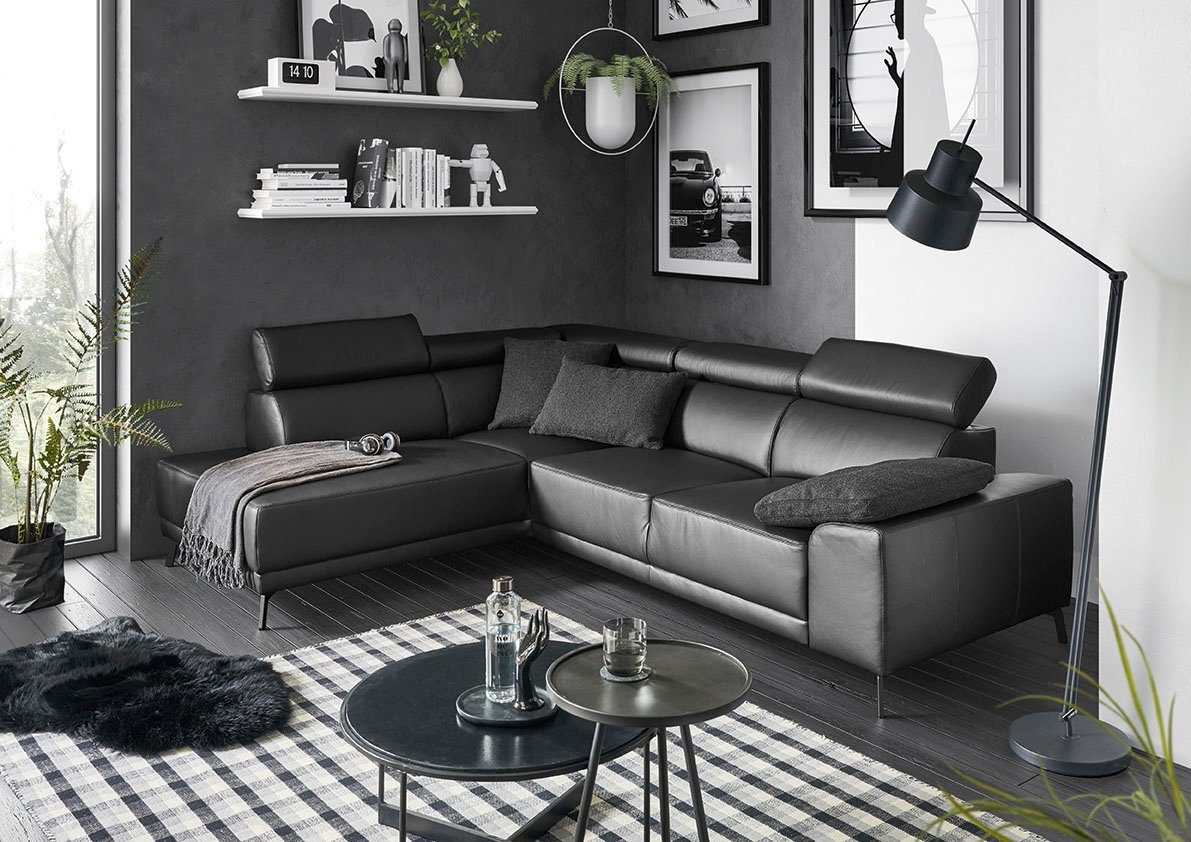 3C Candy Ecksofa Greve B/T/H: 249/209/79 cm, wahlweise mit motorischem Sitzvorzug, manuelle Kopfteilverstellung