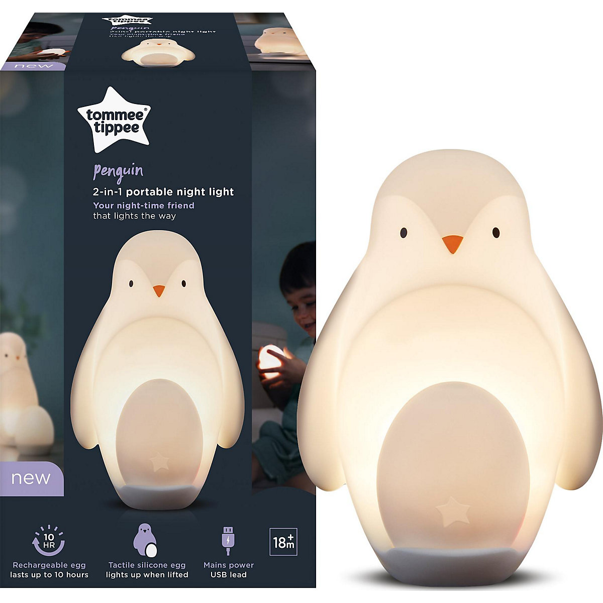 Tragbares 2-in-1 Pinguin-Nachtlicht