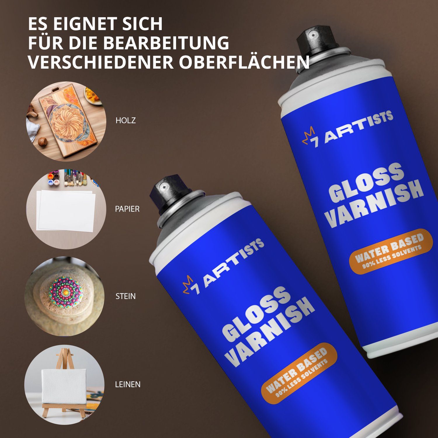 7 Artists Klarlack Acryl Klarlack Spray, Klarlack Glänzend auf Wasserbasis 400 ml